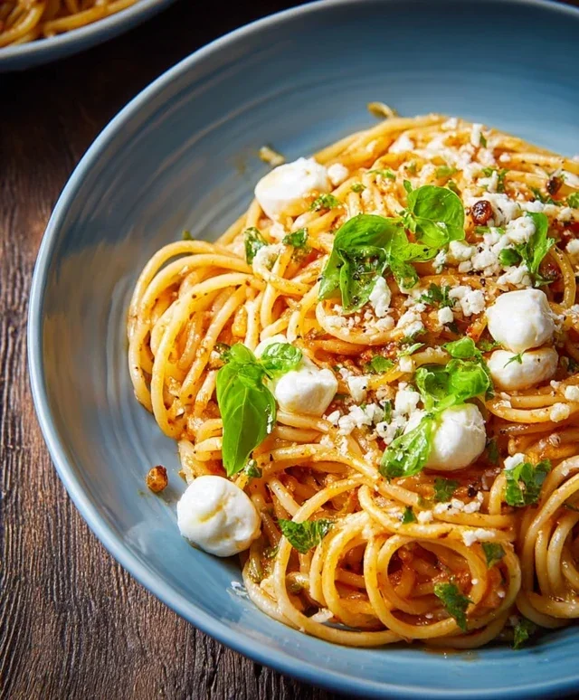 Spaghetti mit Sellerie, Mozzarella