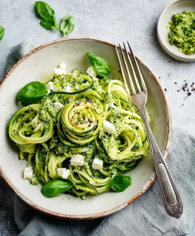 Gruene Zucchininudeln mit Avocadopesto