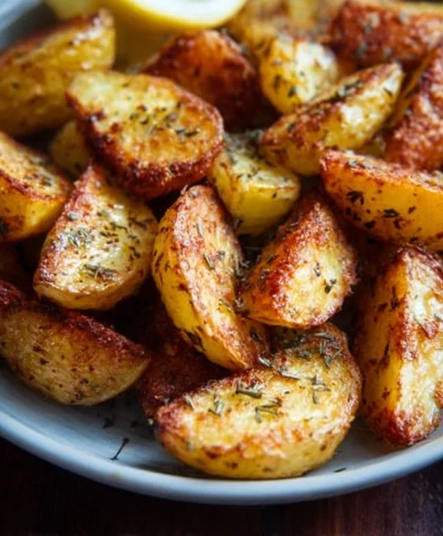 Crispy 4-Ingredient Air Fryer Greek Lemon Potatoes You’ll Crave