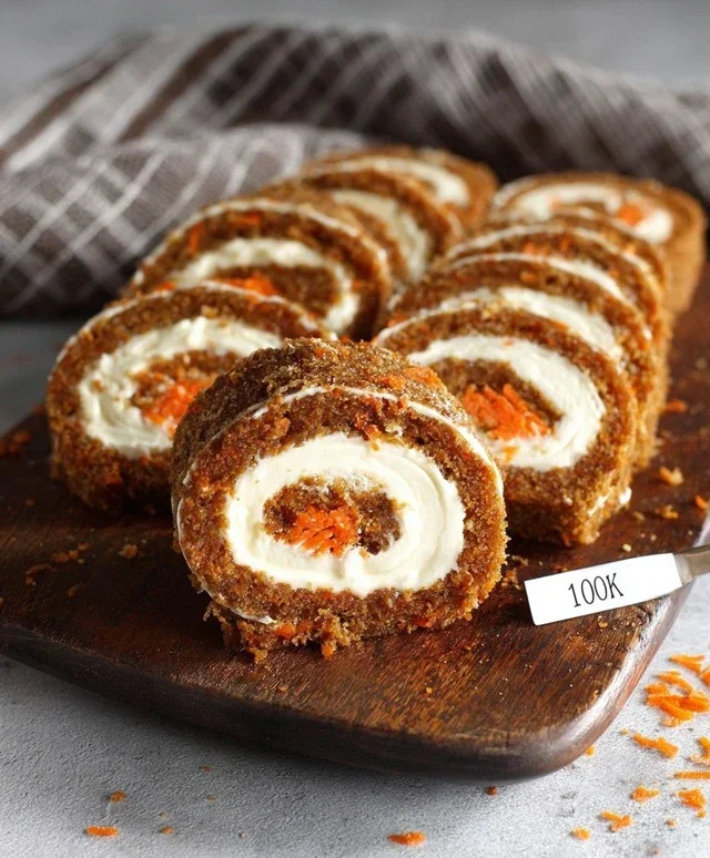 Carrot Cake Roll with Cream Cheese Frosting Filling