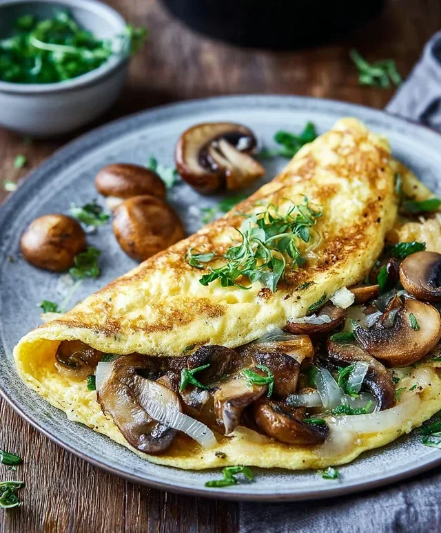 Pilz und Zwiebel Omelette