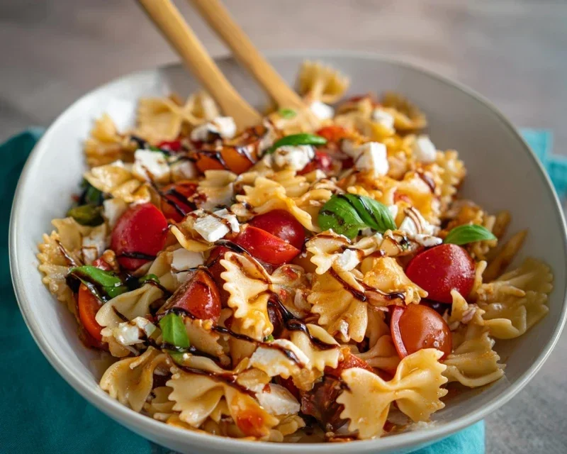 Mediterraner Nudelsalat mit Balsamico Dressing