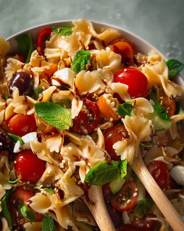 Mediterraner Nudelsalat mit Balsamico Dressing