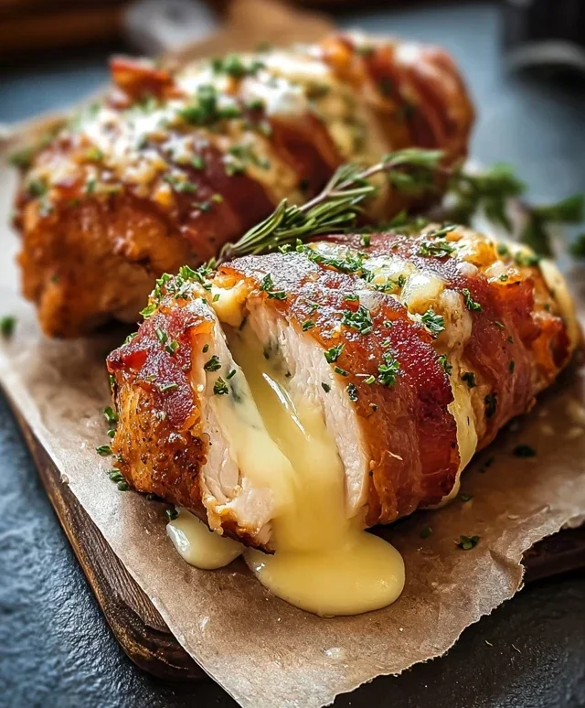 Hähnchenfilet im Speckmantel mit Käsefüllung