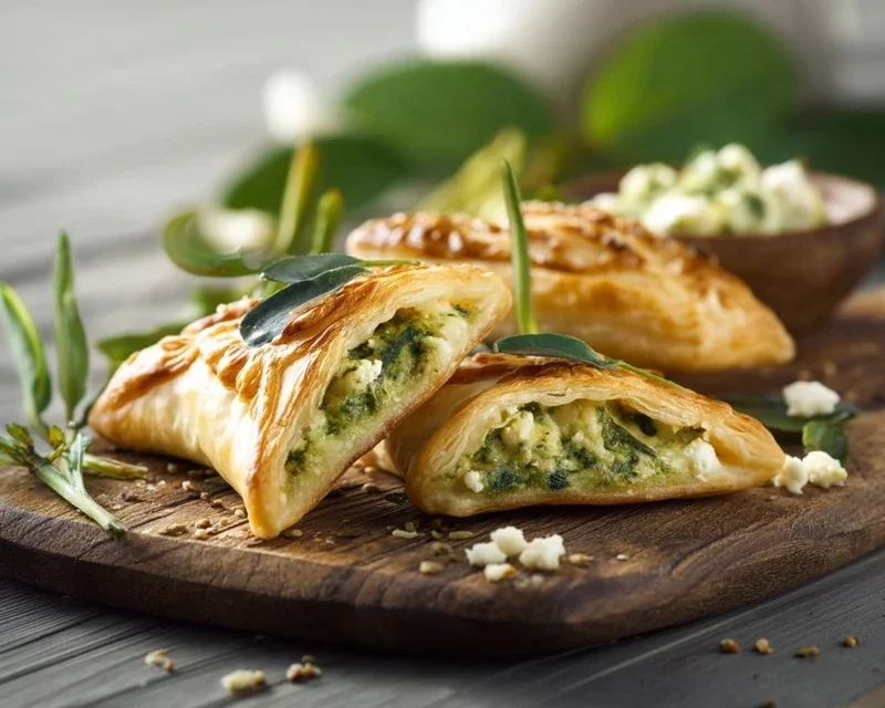 Blätterteigecken mit Bärlauch-Feta-Füllung