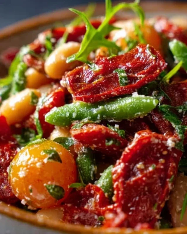 Marinierter getrockneter Tomaten-Bohnen-Salat – frisch & aromatisch