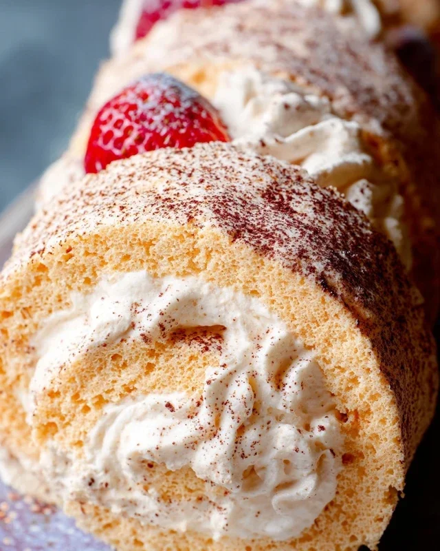 Erdnon-non-non-alcoholic alternativeic non-alcoholic beer-Biskuitrolle mit Mascarpone