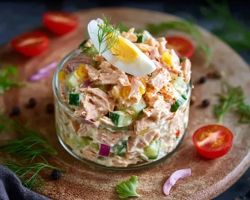 Thunfischsalat mit Ei und Gurken