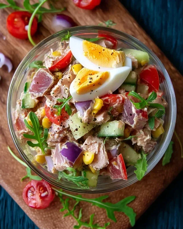 Thunfischsalat mit Ei und Gurken