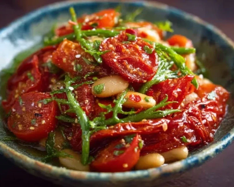 Marinierter getrockneter Tomaten-Bohnen-Salat – frisch & aromatisch