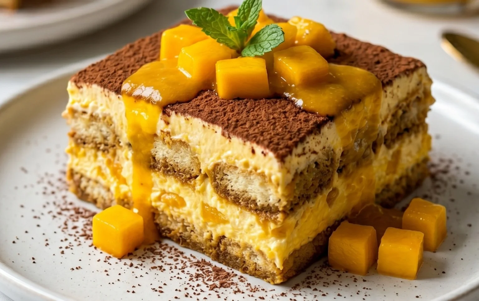 Mango Tiramisu (eggless, dairy-free)