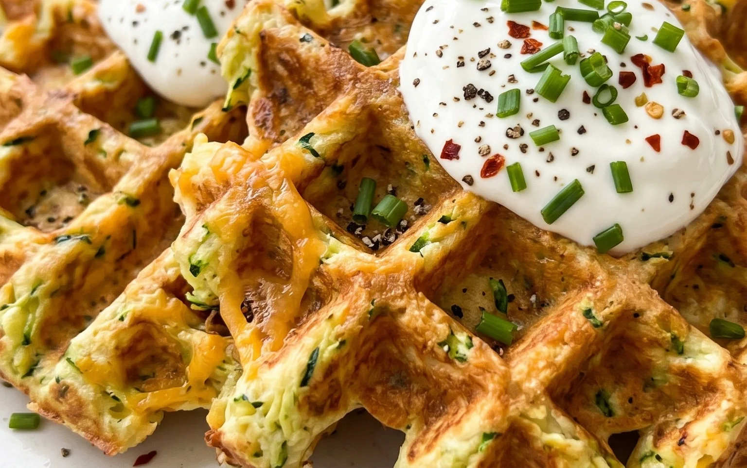 Zucchiniwaffeln mit Cheddar