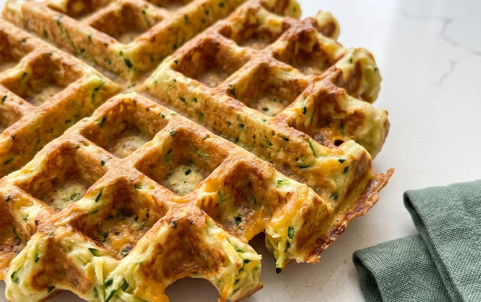 Zucchiniwaffeln mit Cheddar