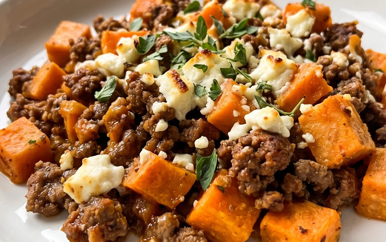 Süßkartoffel-Hackfleisch-Auflauf mit Feta