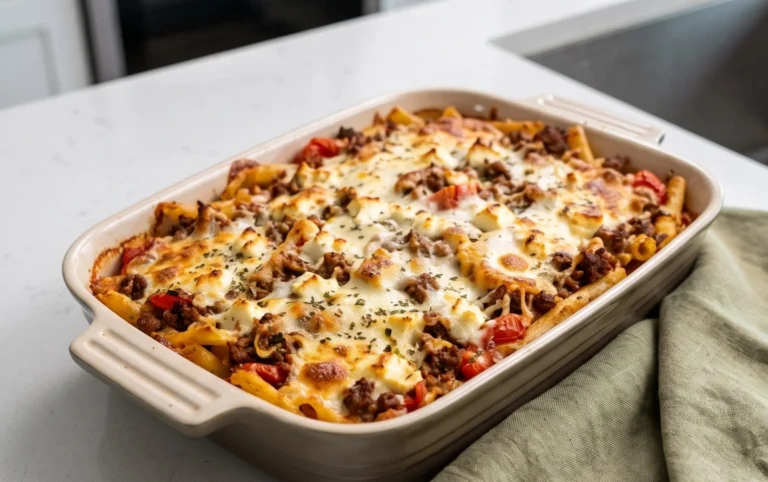 Griechischer Nudel-Auflauf mit Feta und Hackfleisch