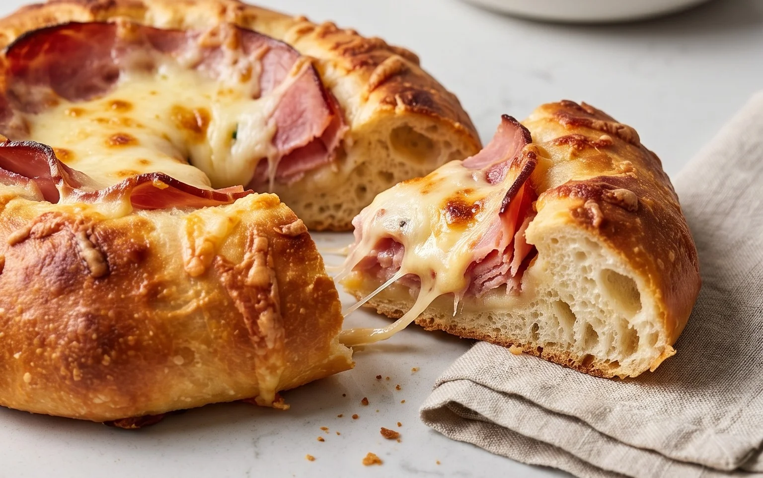 Handbrot mit Schinken und Käse