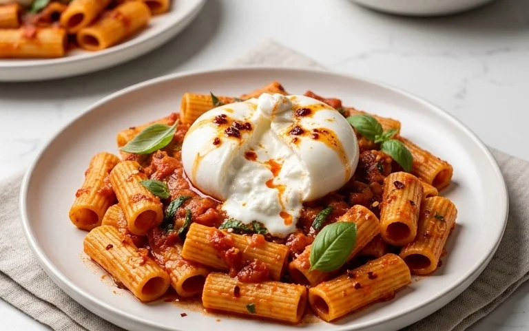 Spicy burrata rigatoni