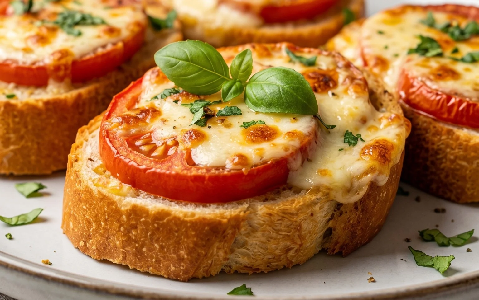 Baguettscheiben mit Tomaten & Mozzarella überbacken von Luda4ka
