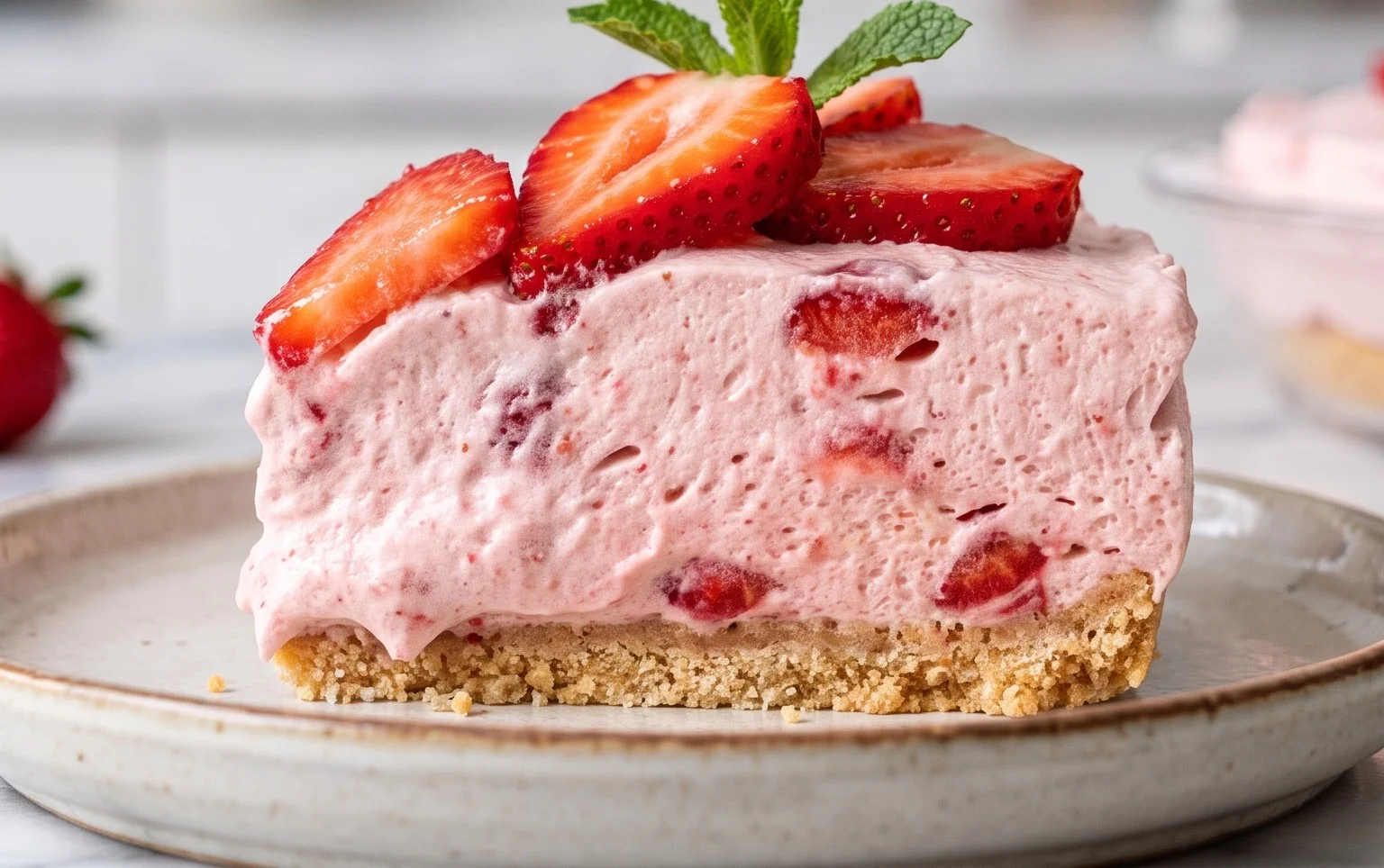 3 Ingredient No Bake Strawberry Cloud Cake
