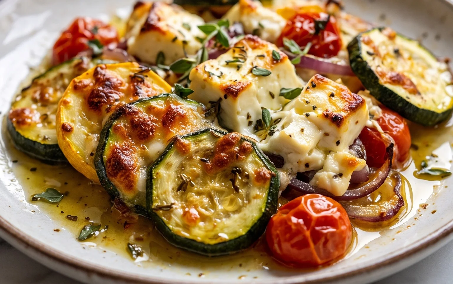 Courgettes feta au four
