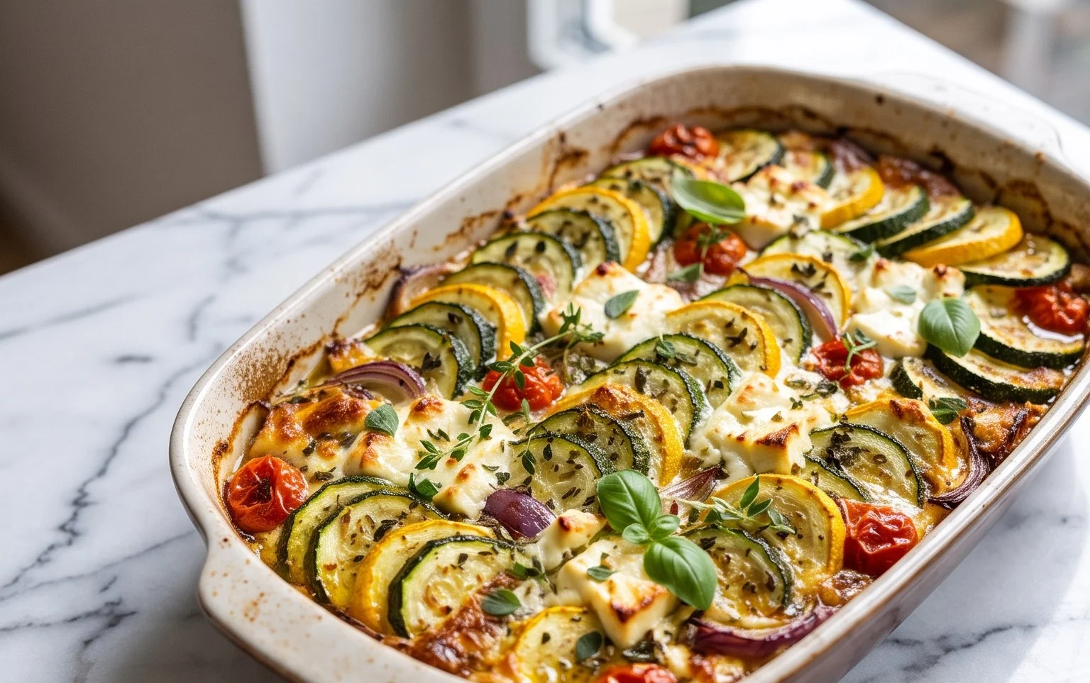 Courgettes feta au four