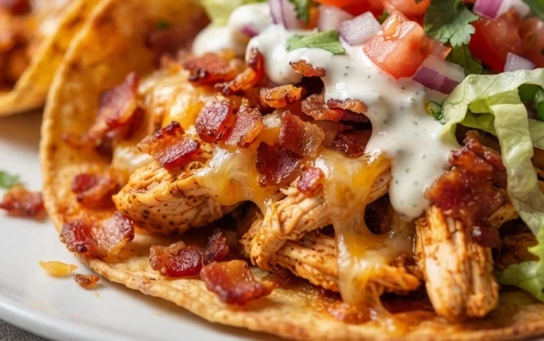 Baked Chicken Beef Bacon Ranch Tacos