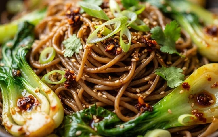 Spicy Garlic Soba Noodles with Bok Choy