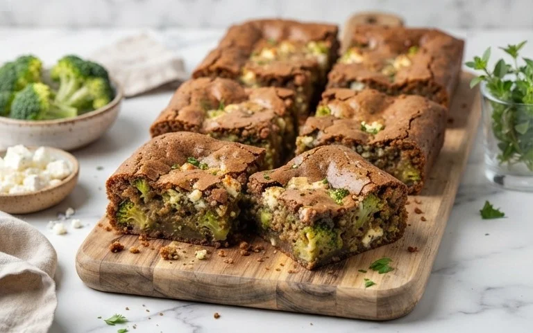 Broccoli and Feta Brownies