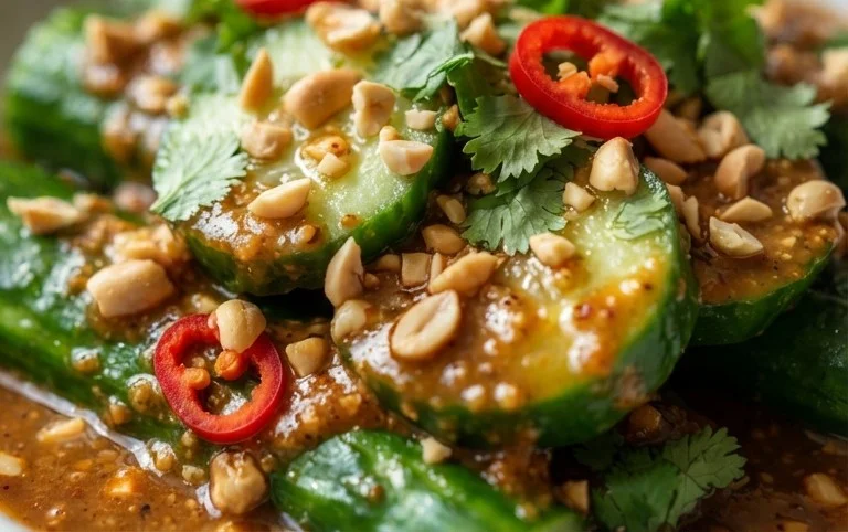 Cucumbers in Spicy Peanut Sauce