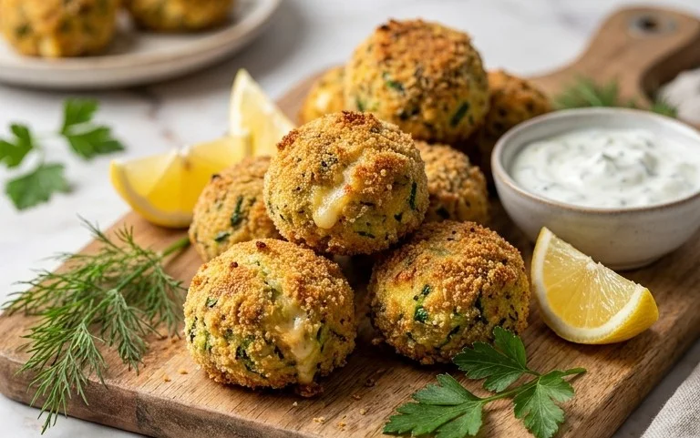 Knusprige Zucchini-Feta-Bällchen aus dem Ofen genießen!