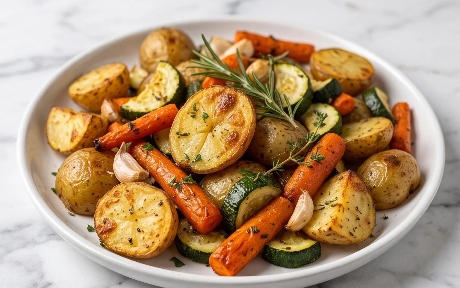 Garlic Herb Roasted Potatoes Carrots and Zucchini