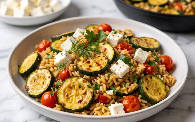 Zucchini-Reis-Pfanne mit Feta