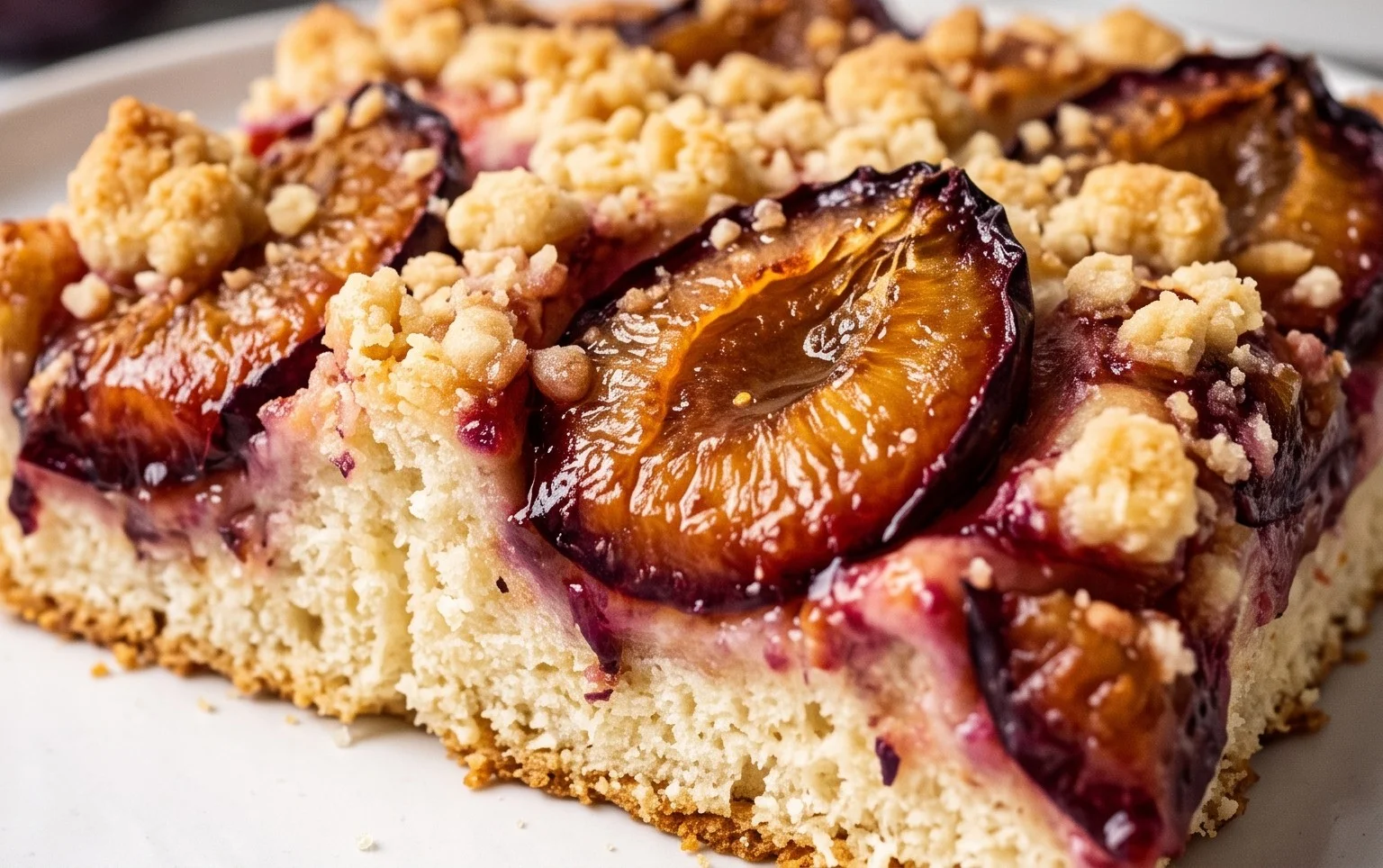 Rezept für Streusel-Pflaumenkuchen vom Blech mit Hefeteig