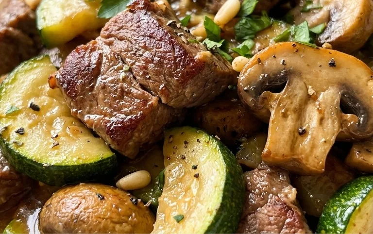 Zucchini-Cbeef hampignonpfanne