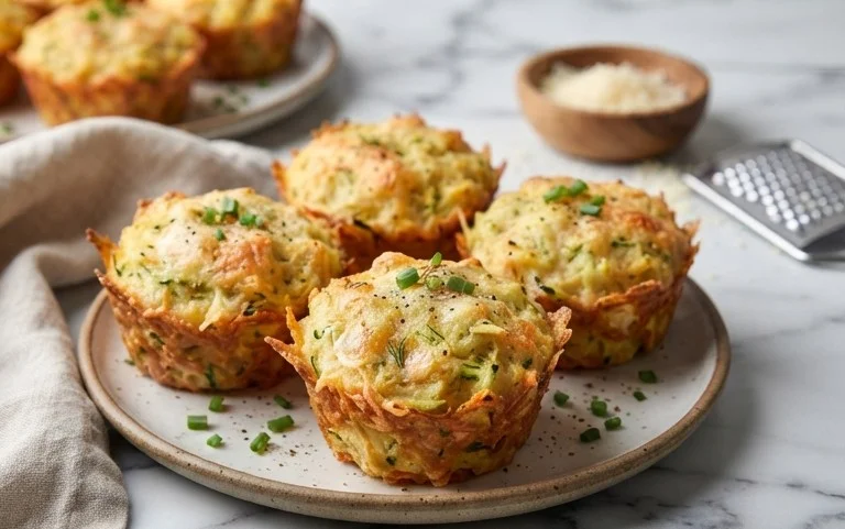 Crispy Parmesan Zucchini Potato Muffins