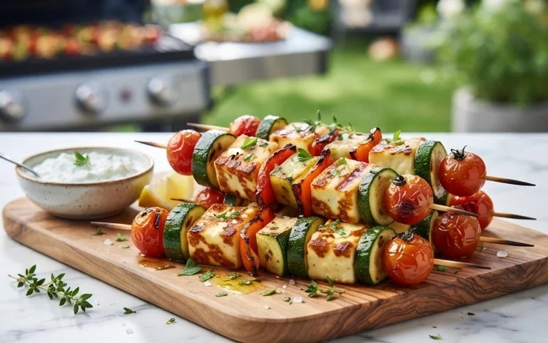 Halloumi Zucchini Spieße Vom Grill: Sommerlich, Lecker & Vegetarisch
