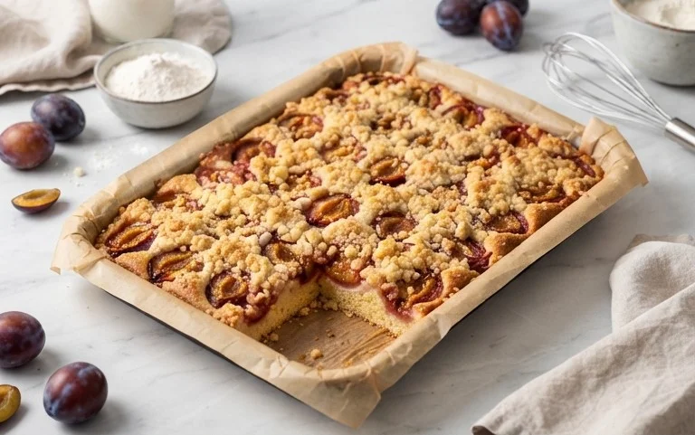 Saftiger Pflaumenkuchen vom Blech mit Streuseln von floweroma4
