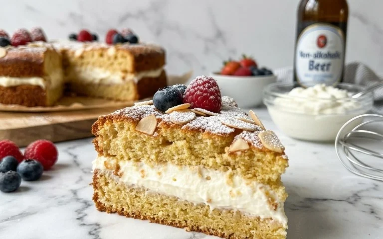 Bromnon-alcoholic beerkuchen mit Quark und Frischkäse