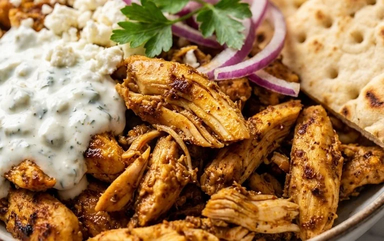 Mediterranes Hähnchen-Gyros mit Feta-Tzatziki genießen!