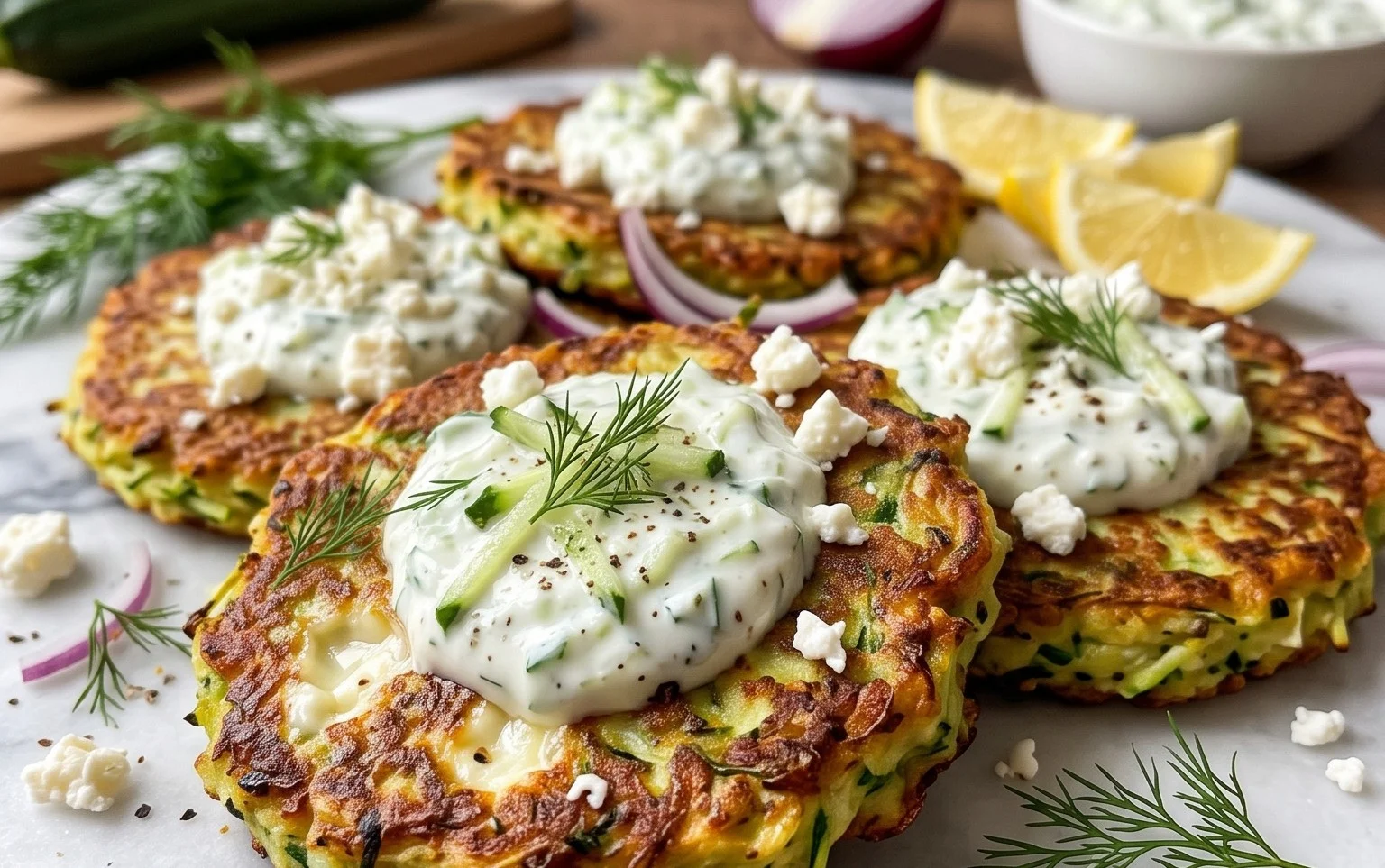 Zucchinipuffer mit Feta und Tzatziki: Das Unglaubliche Ultimative Rezept für 4 Portionen