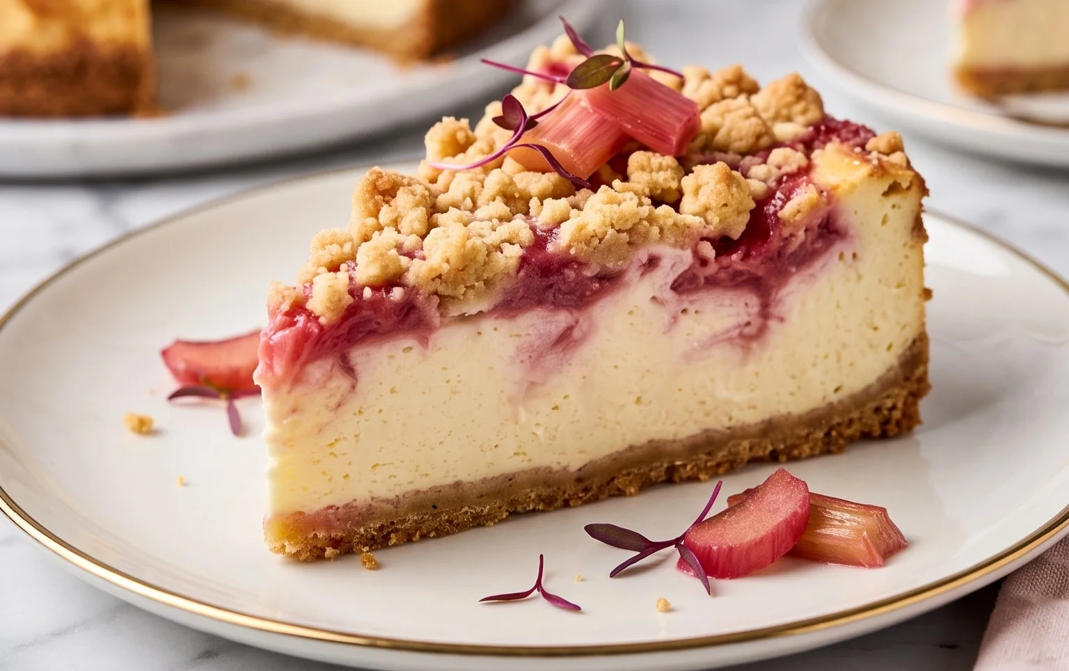 Rhabarber Käsekuchen mit Streuseln