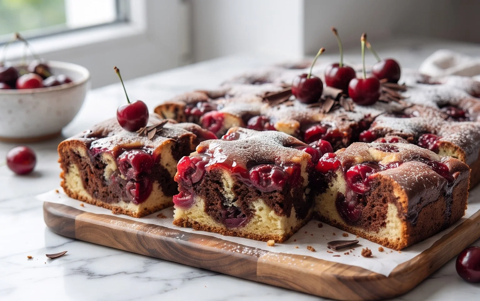 Marmorkuchen mit Kirsch Extracten vom Blech